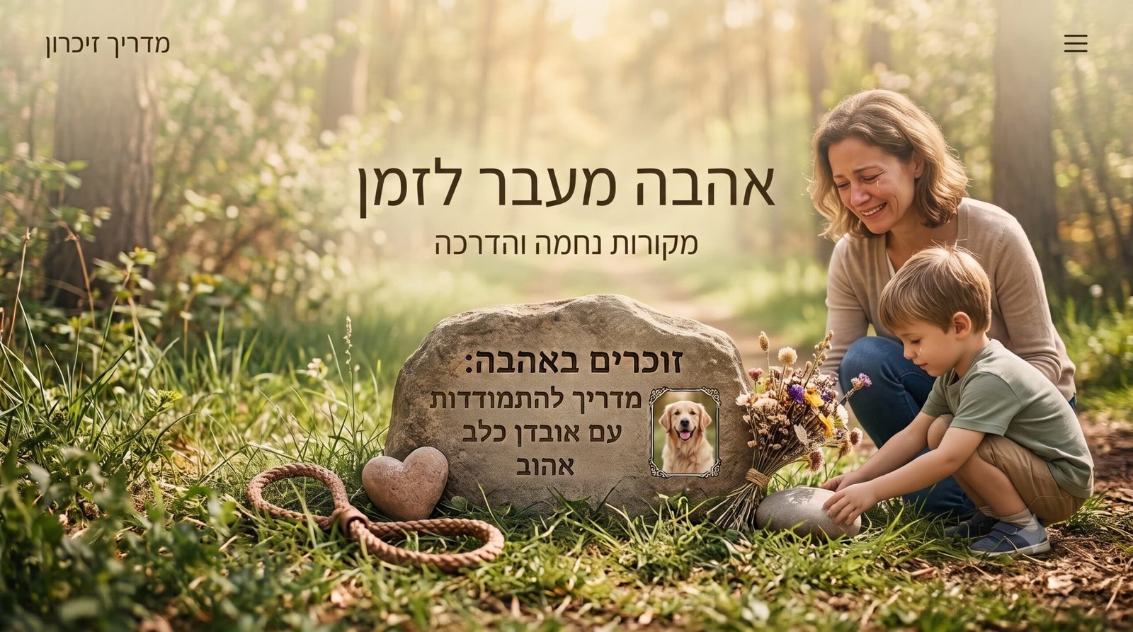 התמודדות עם מוות של כלב משפחה ליד קבר של כלב
